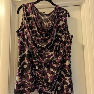 George Black and Purple Floral Sleeveless Blouse